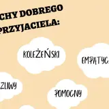 Cechy dobrego przyjaciela: koleżeński, empatyczny, życzliwy, pomocny.