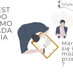 Test do samobadania. Osoba pochylona nad kartką, obok zmartwiony mężczyzna z kłębiącymi się myślami. Czy martwisz się i nie możesz przestać?