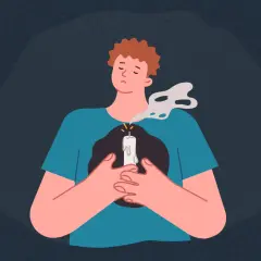 Chłopak z płonącą świecą w sercu, dymiącą i gasnącą. Symbolizuje strach przed śmiercią i przemijaniem.