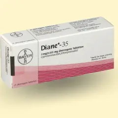 Opakowanie leku Diane-35 z tabletkami.