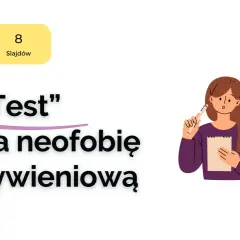 Test" na neofobię żywieniową. Kobieta z notatnikiem i długopisem zastanawia się nad pytaniami.