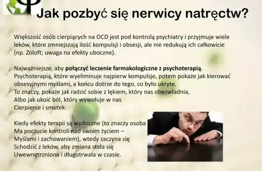 Psychoterapia i leki to najskuteczniejszy lek na nerwicę natręctw. Obrazek pokazuje mężczyznę w garniturze, który pochyla się nad stołem.