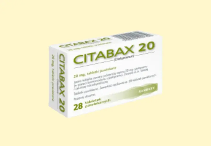 Opakowanie leku Citabax 20 mg, zawierające 28 tabletek powlekanych. Czy to lek psychotropowy?