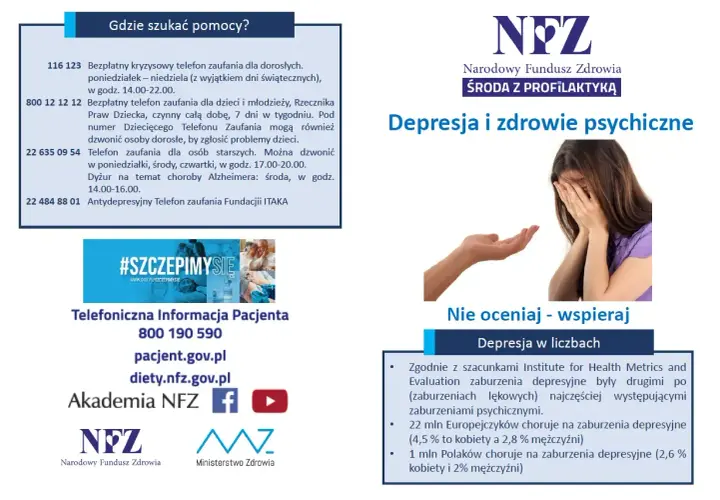 Szukasz pomocy w związku z zaburzeniami psychicznymi? Informacje o telefonach zaufania i wsparciu. Depresja to poważny problem.