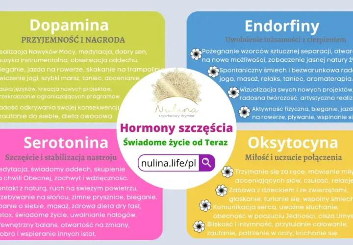 Hormony szczęścia: dopamina, endorfiny, serotonina, oksytocyna. Jak świadomie wpływać na swoje samopoczucie.