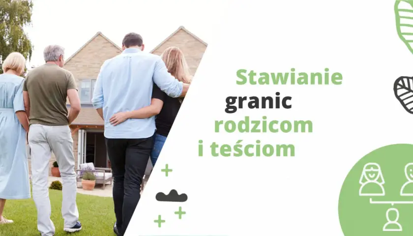 Para młoda z rodzicami przed domem. Jak postawić granice toksycznej teściowej i rodzicom.