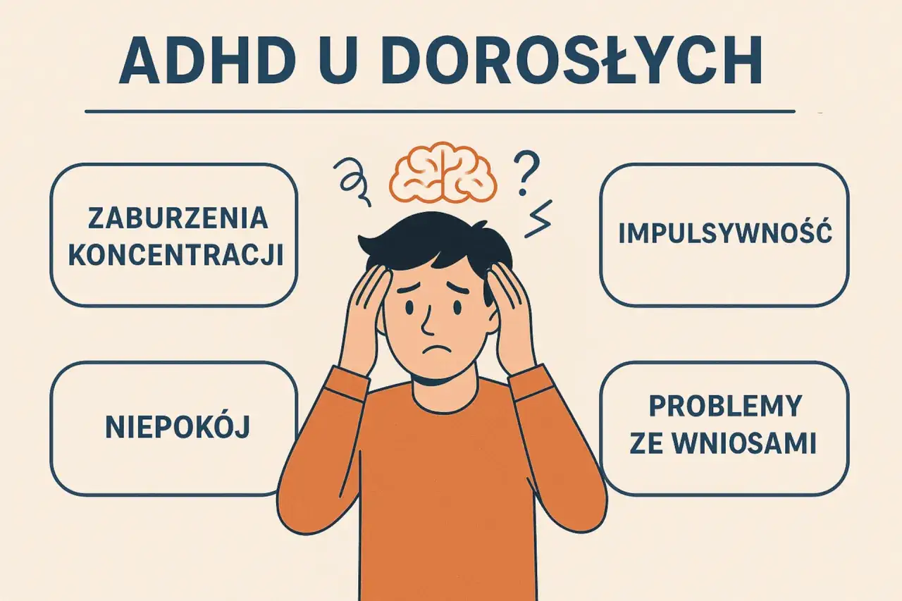 Objawy ADHD u dzieci i dorosłych infografika